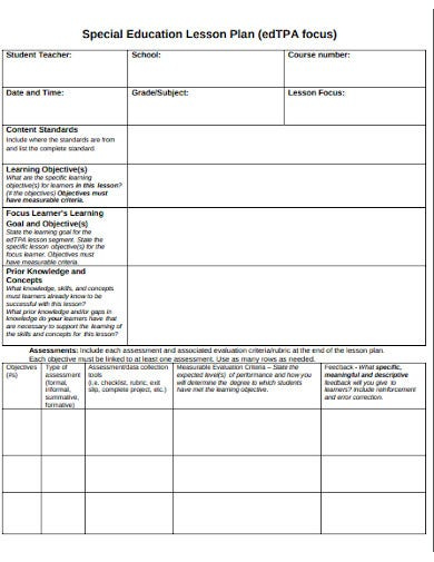 19 Special Education Lesson Plan Templates In PDF Word Free 