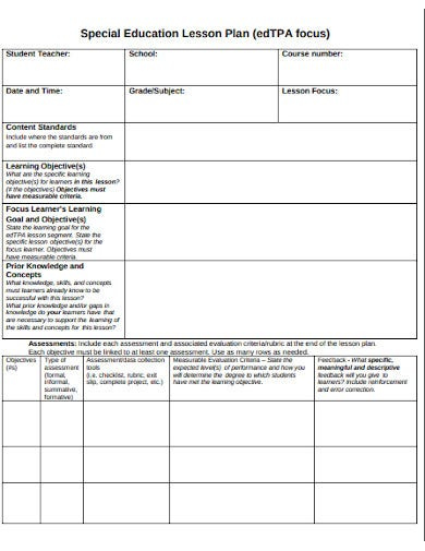 Free Printable Special Education Lesson Plan Templates Printable Lesson Plans