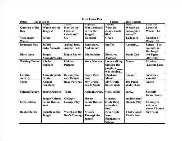 22 Preschool Lesson Plan Templates DOC PDF Excel Free Premium 