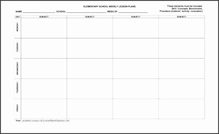  30 Weekly Lesson Plan Template Elementary In 2020 Teacher Plan Book 