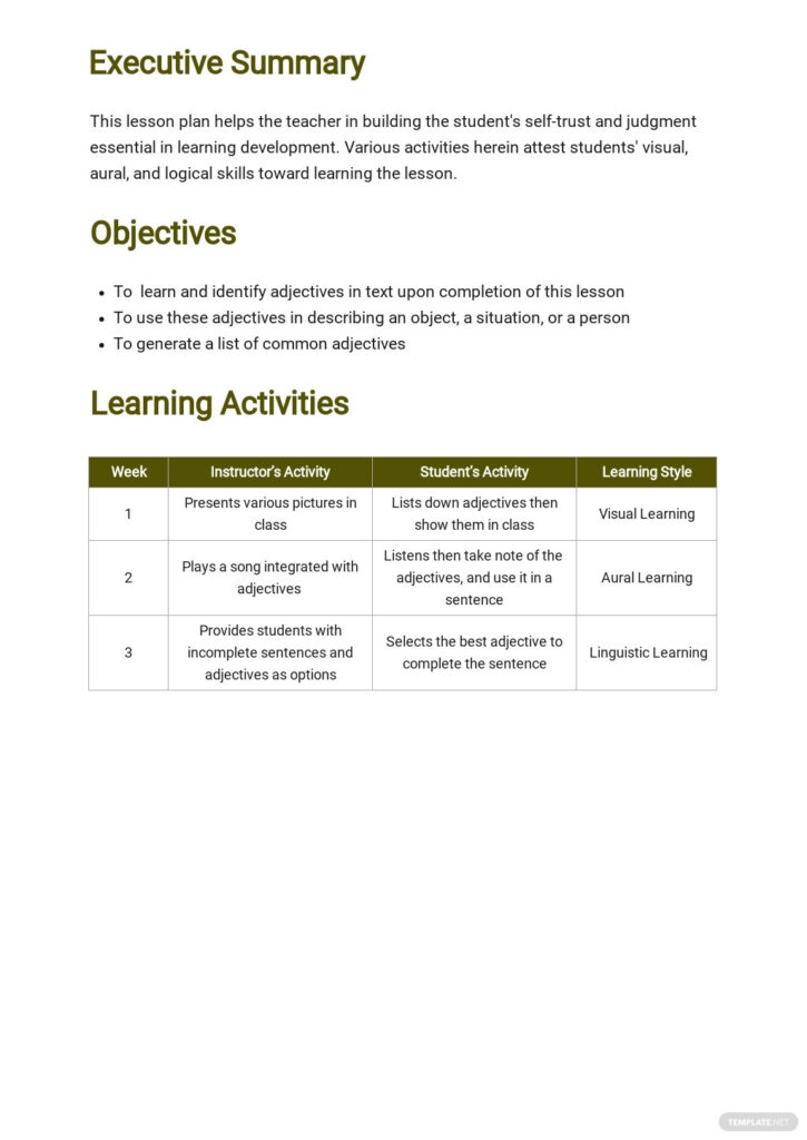 4th Grade Lesson Plan Template Free PDF Google Docs Word PDF ...