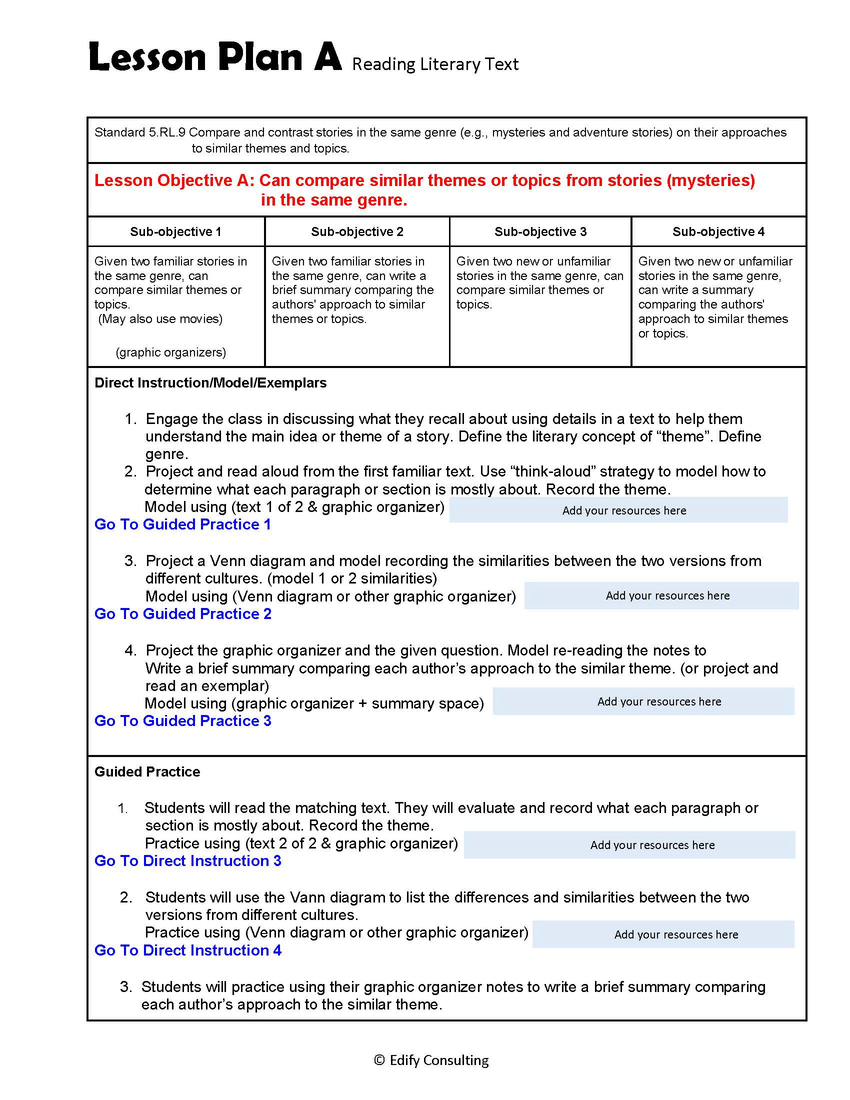 5 RI 9 Lesson Plans 5th Grade ELA Edify Consulting