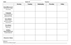 Blank Infant Lesson Plan Template Cakepins Toddler Lesson Plans