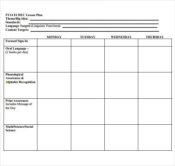 FREE 10 Sample Blank Lesson Plan Templates In PDF