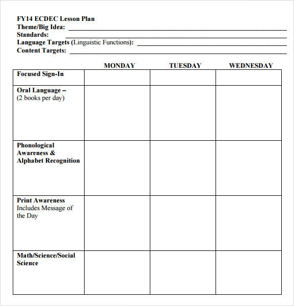 FREE 10 Sample Preschool Lesson Plan Templates In Google Docs MS 