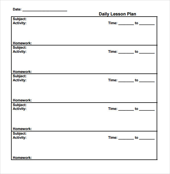 Printable Simple Lesson Plan Template