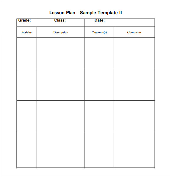 Elementary Printable Lesson Plan Template