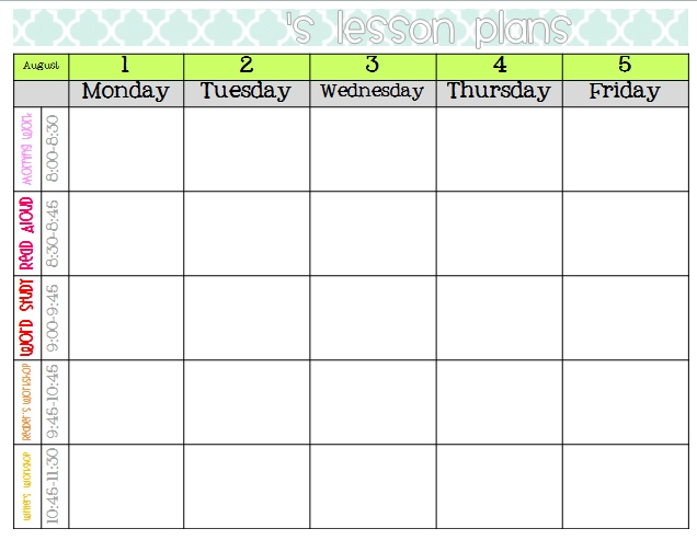 Free Blank Teacher Calendar Templates For Preschool Free Calendar 
