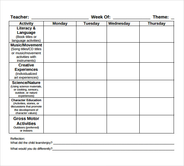 FREE Sample Toddler Lesson Plan Templates In Pages Google Docs MS Word