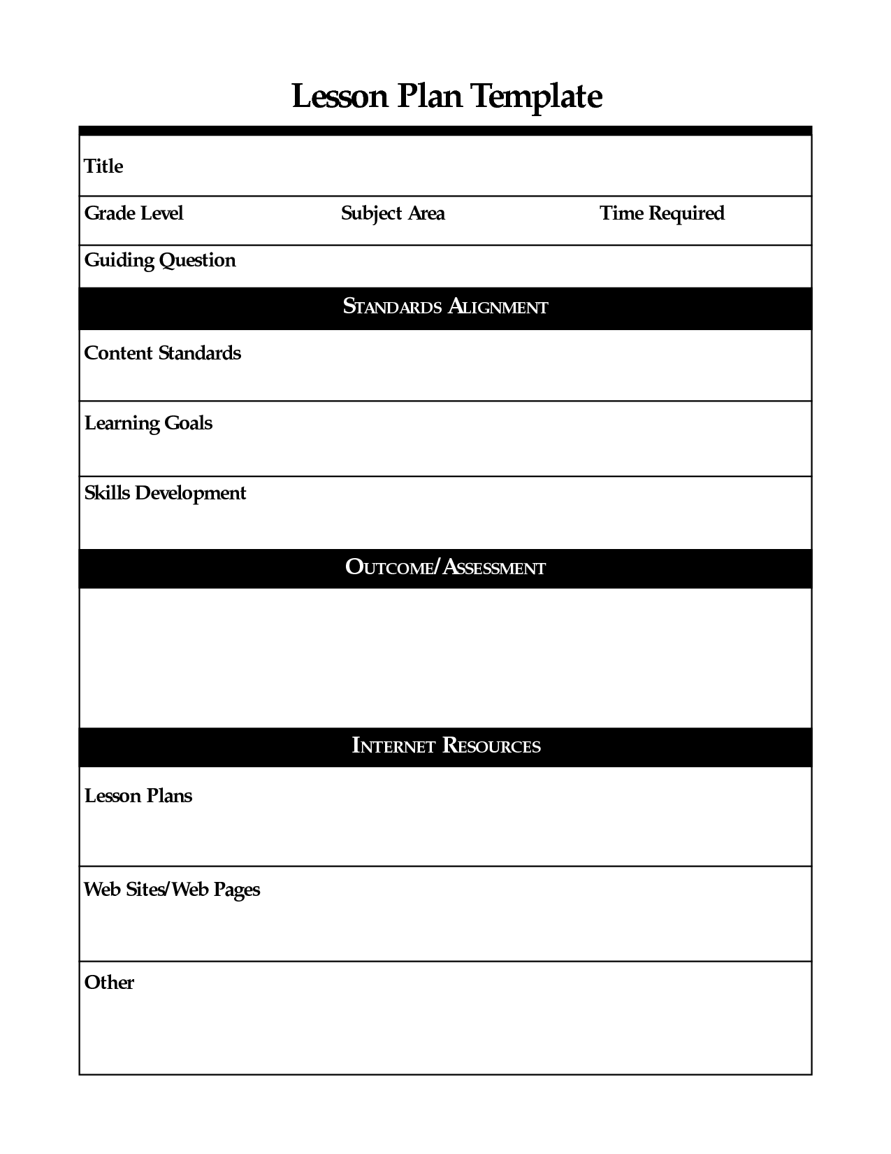 FREE To Use Printable Lesson Plan Template Lesson Plan Templates 