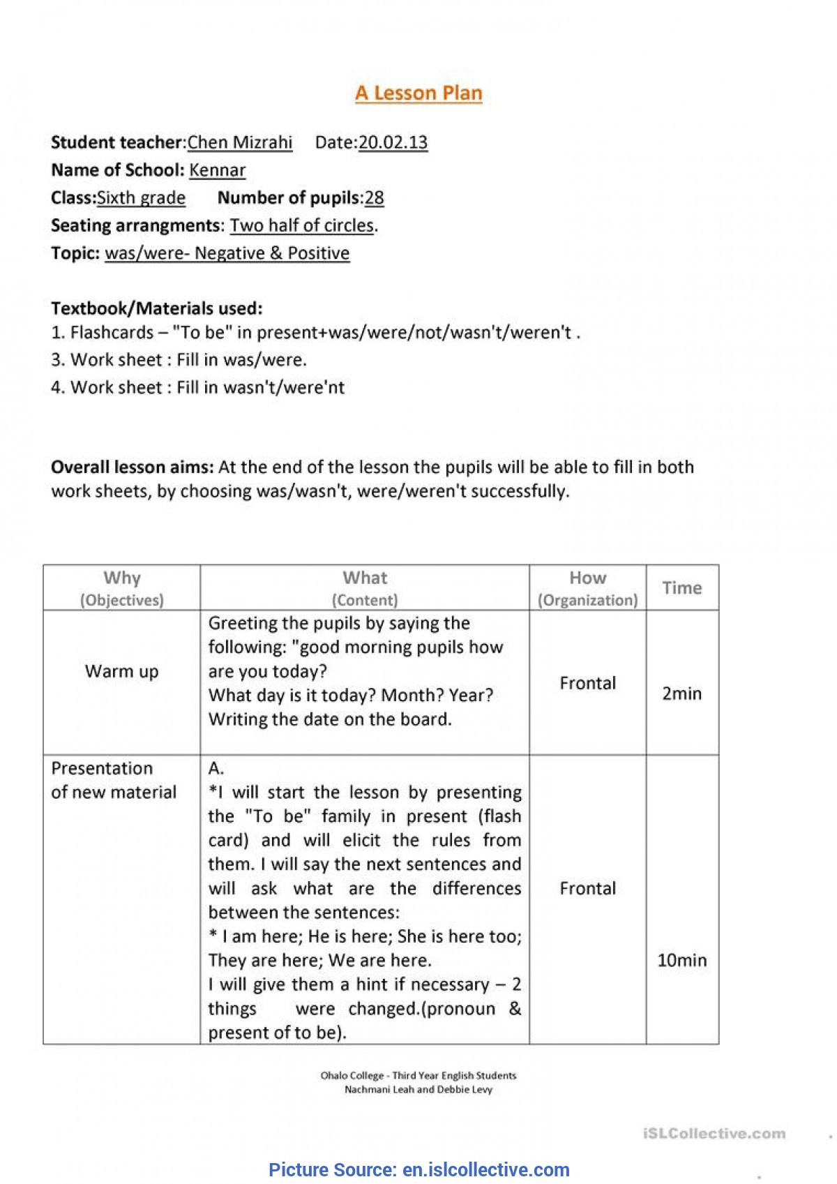 Good English Lesson Plan In Grade 3 Was were Lesson Plan Worksheet 
