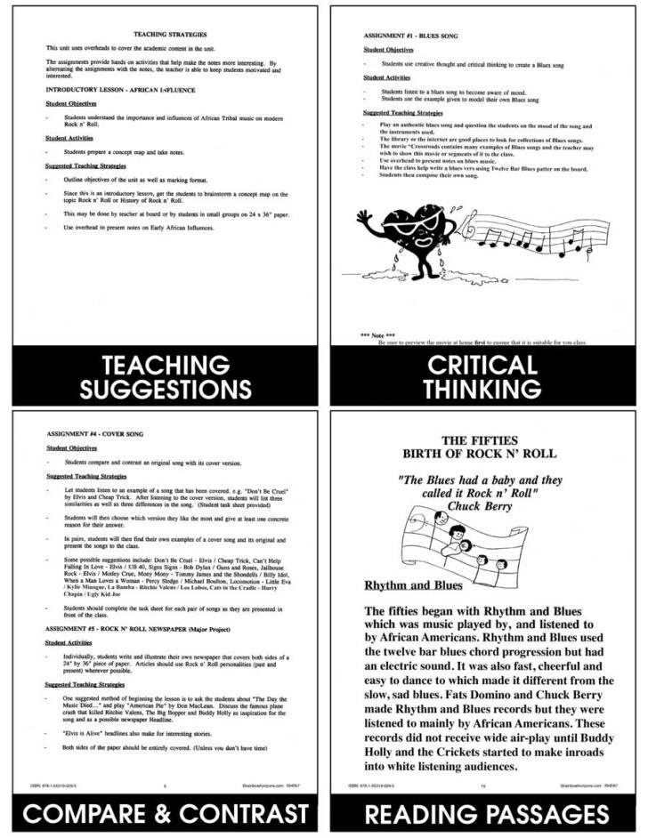 Printable Music Lesson Plans History Of Rock And Roll