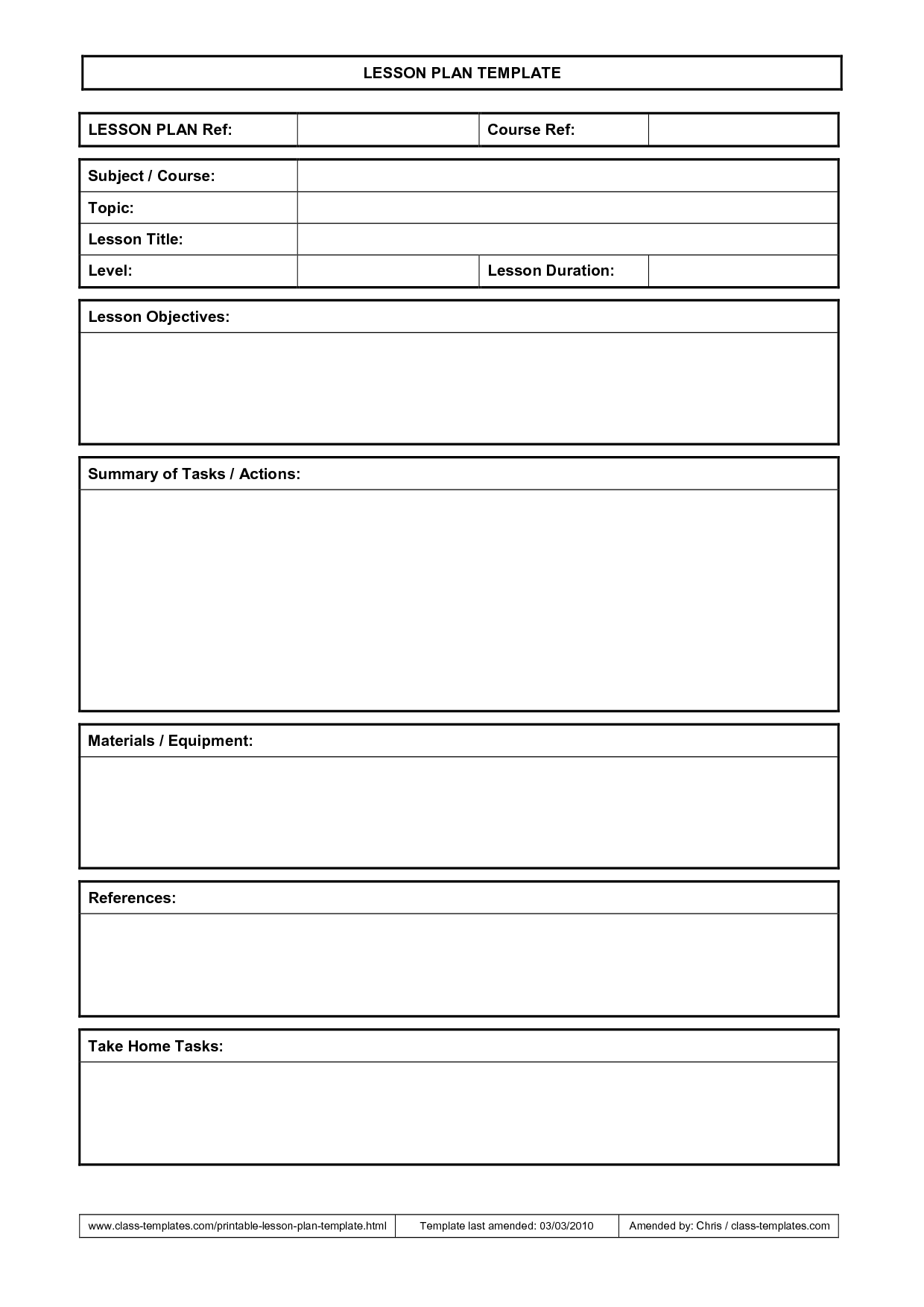 LESSON PLAN FORMAT Teacher Lesson Plans Template Lesson Plan 