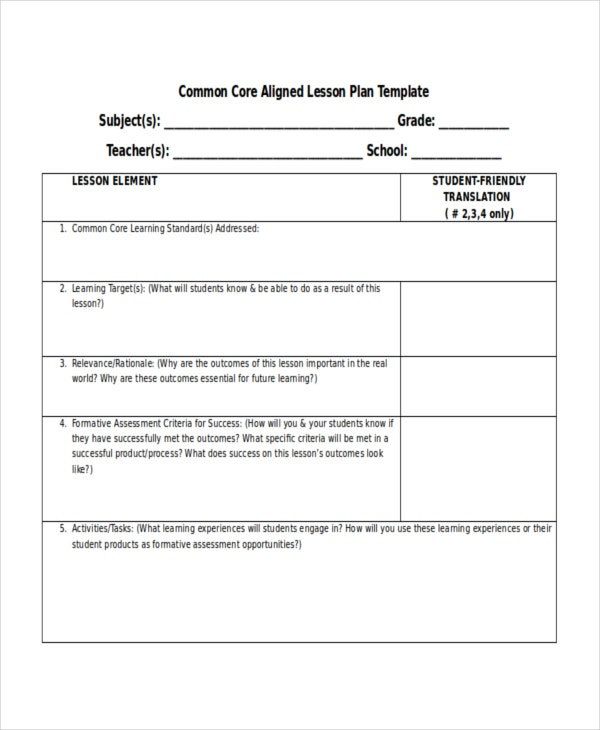 Lesson Plan Template 17 Free Word PDF Document Downloads Free 