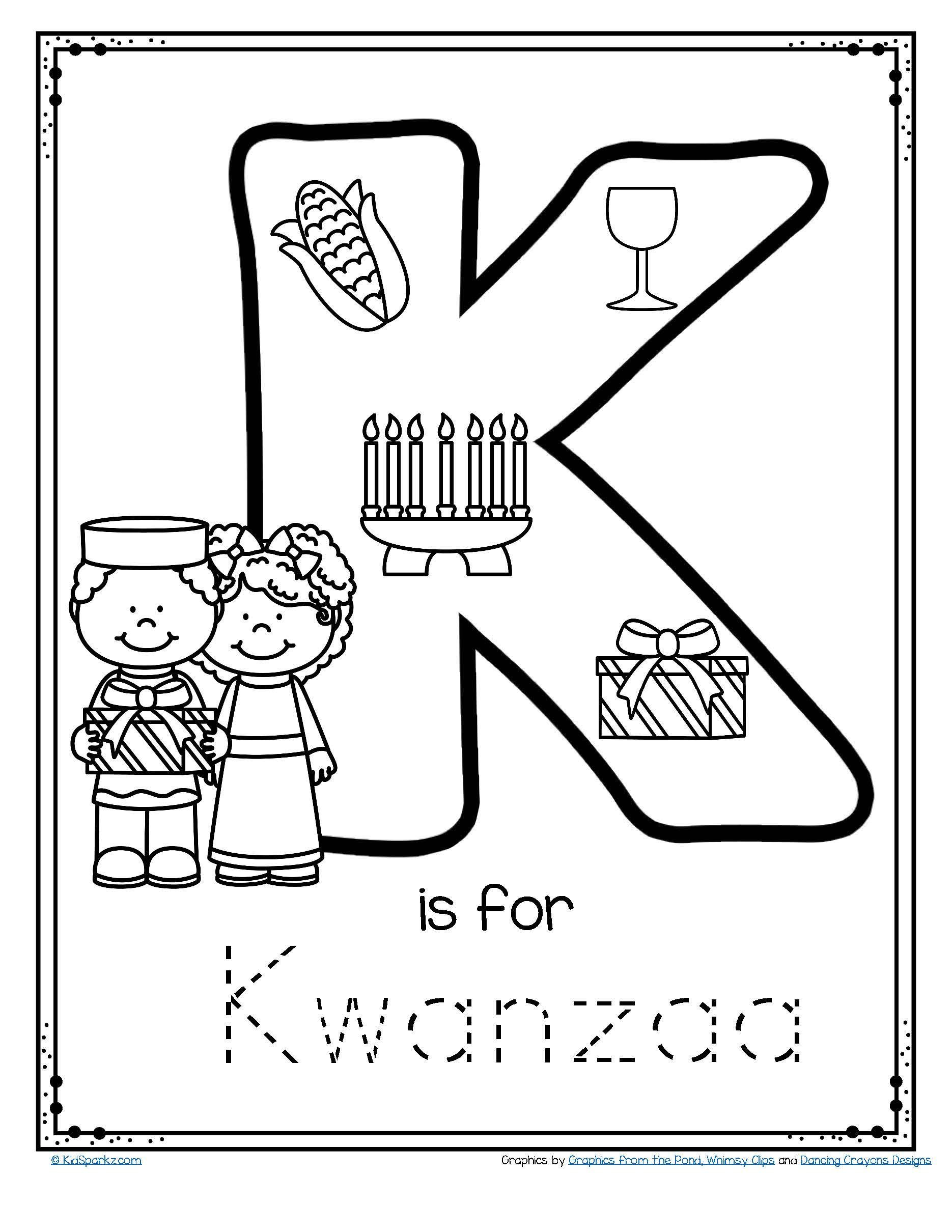 Letter K Is For Kwanzaa Trace And Color Printable FREE FREE Alphabet 