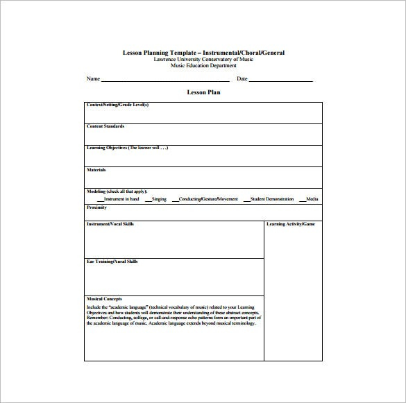 Music Lesson Plan Template 8 Free PDF Word Format Download Free 