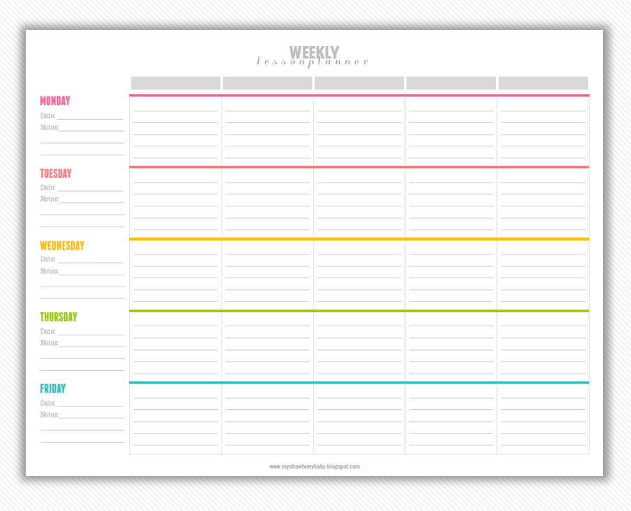 My Strawberry Baby Free Printable Weekly Lesson Plan Template Weekly 