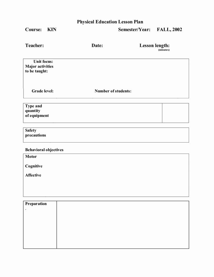 Pe Lesson Plan Template Blank Beautiful 12 Best Of Physical Ed 