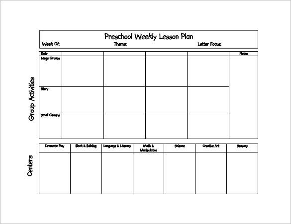 Preschool Lesson Plan Template 11 Free PDF Word Format Download 