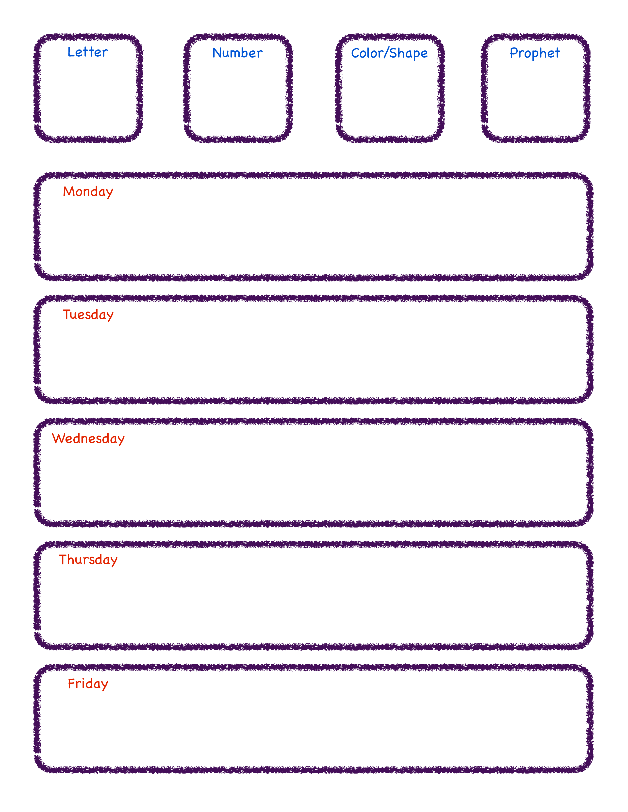 Printable Weekly Lesson Plan Template Preschool | Printable Lesson Plans