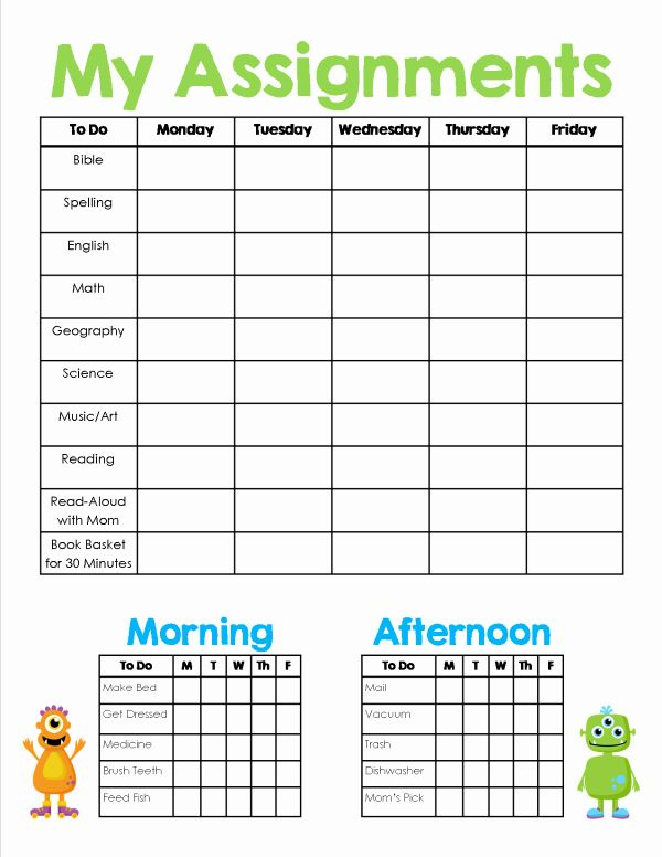 Printable Homework Planner For College Students Lovely Homeschool 