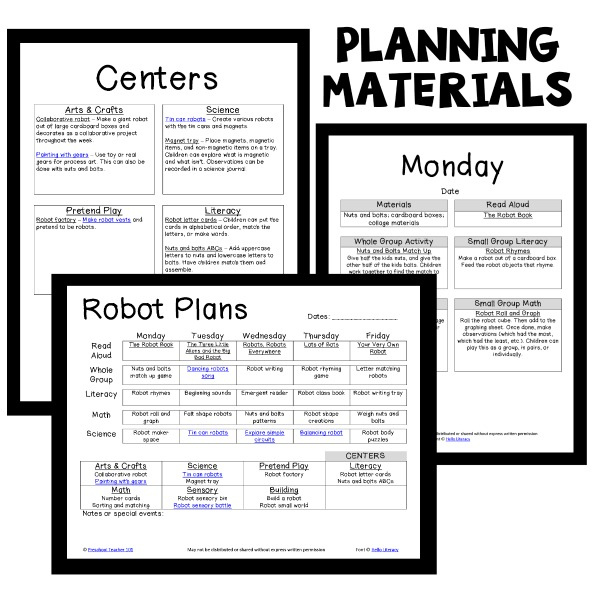 Robot Theme Preschool Classroom Lesson Plans Preschool Teacher 101