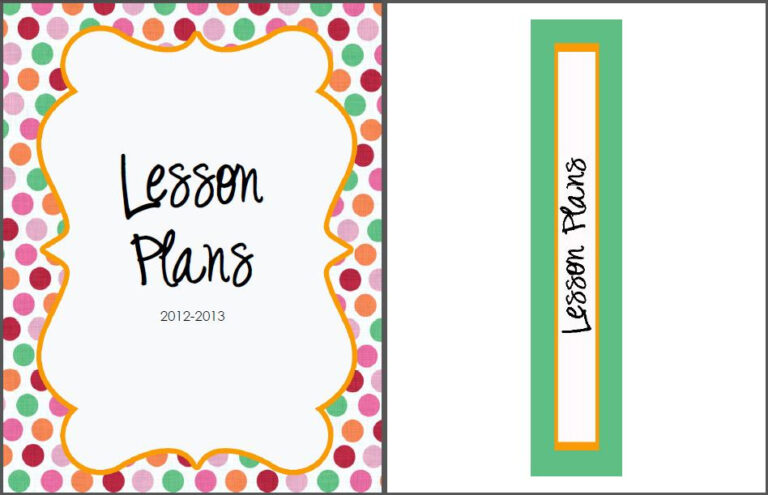 Free Printable Lesson Plan Cover Page