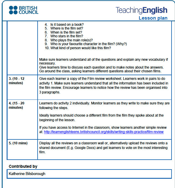 TKT Blog Lesson Plan Example From The British Council 