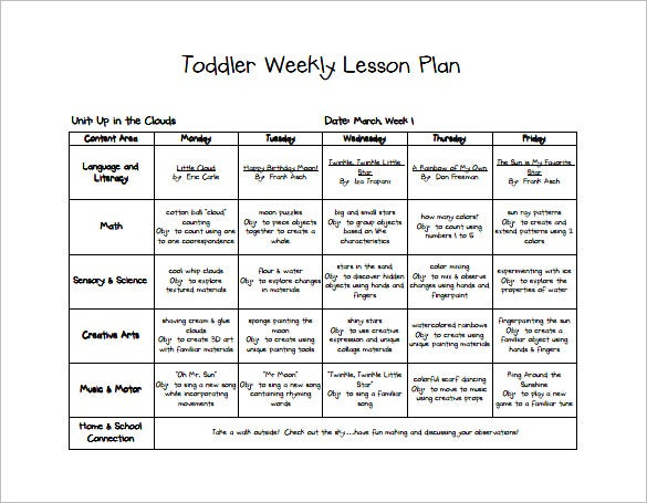 Toddler Lesson Plan Template 19 Free PDF Word Format Download 