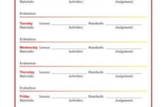 Weekly Detailed Lesson Plan Template Elementary Weekly Lesson Plan