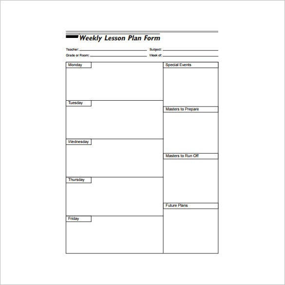 Weekly Lesson Plan Template 10 Free Word Excel PDF Format Download 