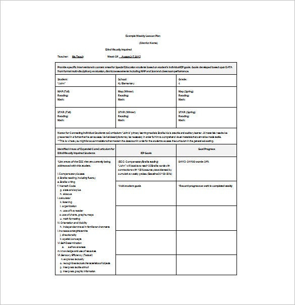 Weekly Lesson Plan Template 11 Free PDF Word Format Download 