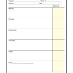 Weekly Lesson Plan Template With Standards Elementary Teacher