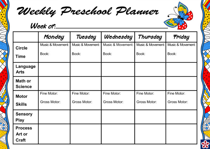 Printable Weekly Lesson Plan Template For Preschool